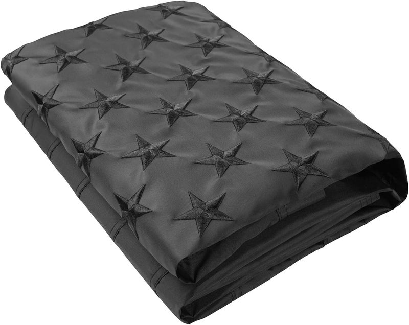 DANF FLAG Black American Flag 3x5 ft: Heavy Duty US Flag Made from Nylon - Embroidered Stars - Sewn Stripes - UV Protection Perfect for Outdoors! (Not Include Pole) - Image 2
